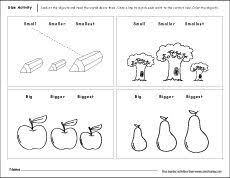 Sizes Big And Small Activity Worksheet For Preschool Children Preschool Kids Preschool Preschool Worksheets