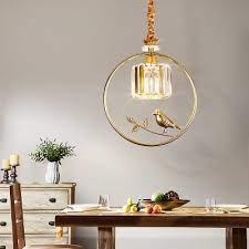 Create an eclectic look in your living space with this white bird pendant light. Modern Drum Pendant Light With Bird Accents Clear Faceted Crystal 1 Light Black Gold Foyer Drop Light Beautifulhalo Com
