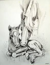Mother And Son Graphite Horse Sketch Animal Drawings Animal Art