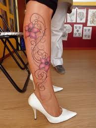 Attractive Black And White Calf Tattoos For Men Tattoo Ideas Central Flower Leg Tattoos Leg Tattoos Women Leg Tattoos