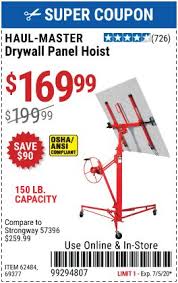 Haul Master Drywall Panel Hoist Lift For 169 99 Harbor Freight Tools Coupon Book Hoist