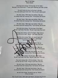 You can't bribe the door on your way to the sky you look pretty good down here but you ain't really good. 100 Official Signed Harry Styles Sign Of The Times Lyric Sheet Everything Else On Carousell