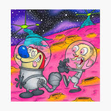 Ren and stimpy welp, bai!! Ren And Stimpy Trippy Space Planet Poster By Abbysradart Redbubble