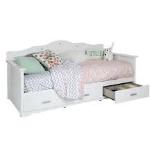 Beautiful twin storage bed made from wood and finished in a stunning white palette. Twin Size Kids Bed Daybed In White Wood Finish With 3 Storage Drawers