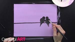 Valentine S Day Art Projects A Very Simple Love Bird Painting With Acrylics For Beginners Paint Love Birds Painting Bird Painting Acrylic Silhouette Painting