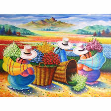 Flower Sea Gift Wall Decor 5d Diy Diamond Painting Kit Full Etsy In 2021 Peruvian Art Art Painting Naive Art