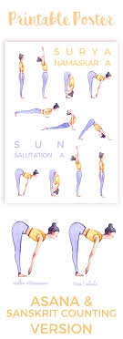 While sun salutation is largely a salutation to the sun and bringing does the english version give original sanskrit shlokas and their translation in english or does. Sun Salutation Yoga Poster Printable Ashtanga Illustration Etsy In 2021 Yoga Poster Surya Namaskar Yoga Themes