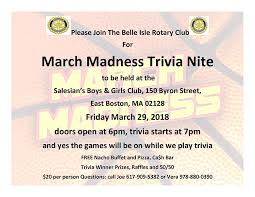 Mar 01, 2020 · the first month of spring is march, which starts between the 19 th and the 21 st. March Madness Trivia Night District 7930