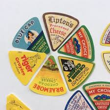 26 Vintage Cheese Labels Small Triangles English Swiss Us Etsy Cheese Labels Vintage Handmade
