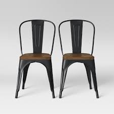 Set Of 2 Carlisle High Back Wood Seat Dining Chair Wood Matte Black Threshold Metal Dining Chairs Dining Chairs High Back Dining Chairs