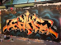 Usually, this form of graffiti incorporates interwoven and overlapping letters and shapes. My Piece From Today American Wildstyle Graffiti