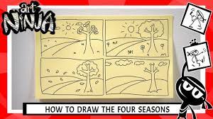 How to draw four season scenery drawing with oil pastels for beginners. Art Ninja How To Draw The Four Seasons Art Tips For Children Youtube