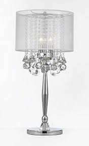 Silver Mist 3 Light Chrome Crystal Table Lamp With White Shade Transitional Contemporary Moder Crystal Table Lamps Bedroom Crystal Lighting Crystal Light Shade
