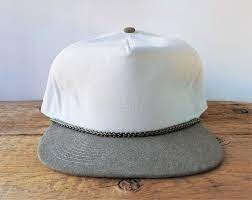 Vintage Taupe Bill Rope Lined Cream White Snapback Hat Blank Baseball Cap Minimal Plain Deadstock Flat Bill No Logo Attractive Headwear Ear Flap Hats Hats Deadstock