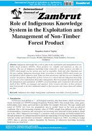 Pdf International Journal Of Agriculture Agribusiness Role Of Indigenous Knowledge System In The Exploitation And Management Of Non Timber Forest Product