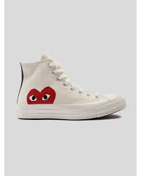 White converse with red heart. Comme Des Garcons Play Play Red Heart Converse Chuck All Star 70 High In White Save 9 Lyst