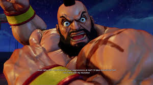 He also wears black studded armbands and a yellow bandana on his head with a matching rainbow camouflage motif. Street Fighter 5 V Story Mode All Zangief Mmmmmuscle Moments Youtube