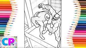 Spider color page iron man spiderman coloring pages black. Spiderman Vs Venom Coloring Pages Frightening Fight On The Roof Betweet Spiderman And Venom Youtube