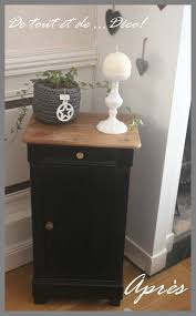 chevet patine en noir et plateau naturel mobilier de salon relooking de mobilier relooker meuble