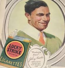 1928 GREEN LUCKY STRIKE PRINT AD JOHNNY FARRELL GOLF CHAMPION