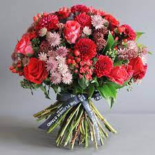 Floral arrangements, flower bouquets & gift ideas. Red Rose Dahlia Bouquet Same Day Luxury Flowers London