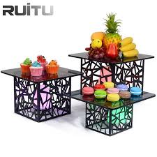 Luckyfine 6pcs set crystal cake holder cupcake stand and towers. China Cupcake Decorate Food Dessert Display Set Metal Square Wedding Event Decoration Pastry Tools Glass Serving Plates 3 Tier Cupcake Display Stand Black Cake Stand China Black Cake Stand And Cake