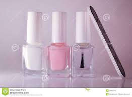 French Manicure Set Of Nail Polish Isolated On White Stock Photo
