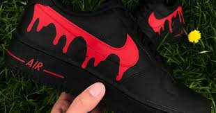 Black Air Force 1 Meme Meaning Red Drip Air Force 1 Custom In 2020 Custom Shoes Diy Red Nike Shoes Nike Air Force Black