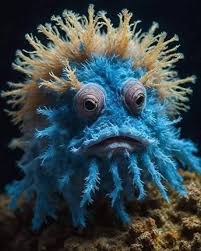 The blue hairy frogfish, scientifically known as Antennarius striatus, is  an intriguing species renowned for its remarkable appearance and unique  behaviors. Characterized by its distinctive, hair-like skin filaments, the  blue hairy frogfish