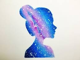 Double Exposure Galaxy Girl Drawing Galaxy Drawings Drawings Girl Drawing