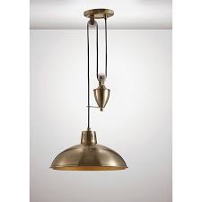 Rise And Fall Ceiling Pendant Antique Brass Lighting Company Uk