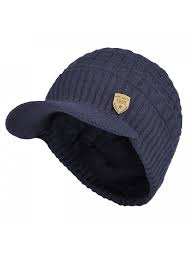 Sports Winter Outdoor Knit Visor Hat Billed Beanie With Brim Warm Fleece Lined For Men And Women Blue Cg187o4h39a Hats For Men Visor Hats Beanie