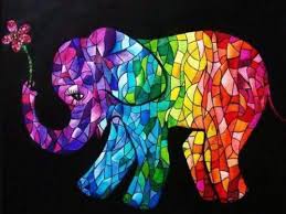5d Diamond Painting Abstract Rainbow Colored Elephant Kit Elephant Painting Colorful Elephant Mosaic Animals
