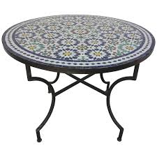 Moroccan Outdoor Mosaic Tile Table From Fez In Traditional Moorish Design Mosaic Tile Table Moorish Design Tile Tables