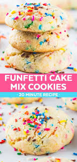 These Funfetti Cake Mix Cookies Are Perfect When You Re Craving An Easy Dessert But Don T W Funfetti Cake Mix Cookies Cake Mix Cookie Recipes Cake Mix Recipes
