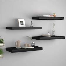 Floating wall shelves are a great way to display photos and mementos, but they're also a practical storage solution that can help maximize the space in your room. Floating Wall Shelves 4 Pcs Black 50x23x3 8 Cm Mdf