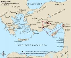 Large Map Of Apostle Paul S First Missionary Journey Missionary Trip Journey Mapping Paul S Missionary Journeys