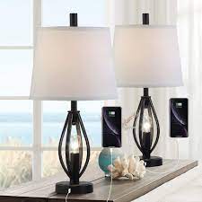 Ships free orders over $39. Buy Modern Farmhouse Table Lamp Sets Of 2 With 2 Usb Ports Pulg In Industrial Nightlight Open Column Bedside Nightstand Light Lamps For Bedroom Living Room White Fabric Shade 2 Pack Black Online