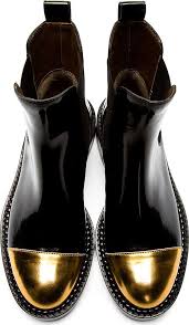 Black And Gold Boots Marni Black Leather Gold Toe Chelsea Boots Boots Gold Boots Shoe Boots