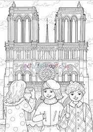 Online coloring pages for adults. Notre Dame Colouring Page