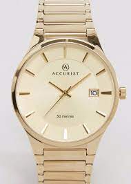 large gold wrist watch bracelet watch accurist gold watch