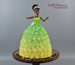 All details of her dress were made with fondant. Tiana Doll Cake Edible Perfections