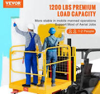 VEVOR Forklift Safety Cage, 1200 lbs Load Capacity, 36 x 36 inches Folding  Forklift Work Platform with Lockable Swivel Wheels, Drain Hole & Device ...