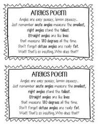 Angles Poem Math Poems Math Word Walls Poems