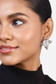 Buy Isharya Soft White Crystal, CZ , Rhodium & Isharya Signature Colored  Plating Earrings
