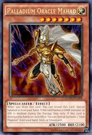 The card must be activated during the start of your main phase 1, & requires you to shuffle 3 monsters with different types into the deck in order to draw 2 cards. Palladium Oracle Mahad By Alanmac95 Deviantart Com On Deviantart Yugioh Yugioh Monsters Cards