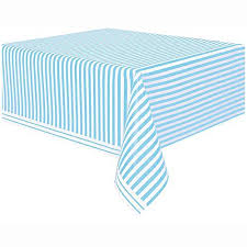 Amazon Com Light Blue Striped Plastic Tablecloth 108 X 54 Kitchen Dining Plastic Table Covers Striped Table Plastic Lights