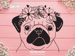 Download Pug Flower Crown Svg Flower Crown Pug Svgterrier Svg Pug Etsy Dog Flower Pugs Flower Crown