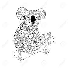 koala animal doodle dessine main blanc noir pour coloriage effet de design chemise tatouage et decoration clip art libres droits vecteurs illustration image 61023136 fleurs avec colibri