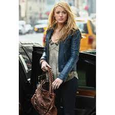 Blake Lively Blue Leather Jacket Black Leather Jacket Mens Blue Leather Jacket Leather Jacket Style Distressed Leather Jacket